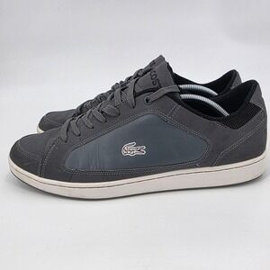 LACOSTE SNEAKERS MENS SIZE 13 GRAY LOW TOP NISTOS SHOES LEATHER LOGO STREETWEAR